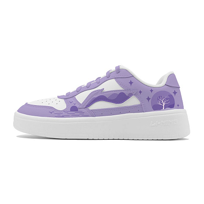LiNing Pontoon Boats Slip-Resistant Cushioning Wear-Resistant Low-Top Skateboard Shoes Women's White Purple