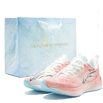 LiNing Wuyue Cushioning Abrasion Resistant Breathable Low Top Casual Running Shoes Men's White Pink