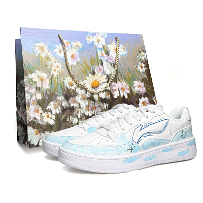 LiNing Acer Truncatum Non slip Lightweight Low Top Skateboard Shoes Unisex White Blue