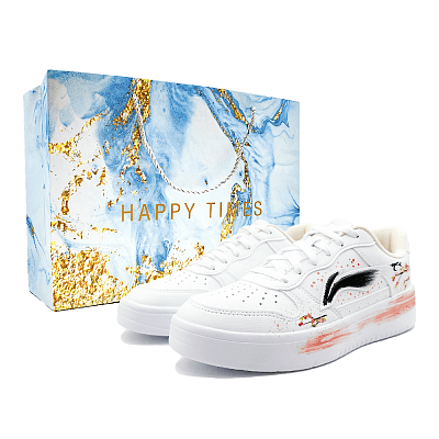 LiNing Pontoon Boats Slip Resistant, Abrasion Resistant, Breathable Low top Skateboard Shoes Women's White Red