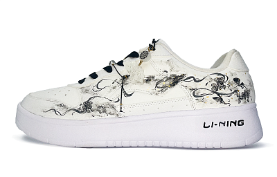 LiNing Pontoon Boats Abrasion Resistant Breathable Low Top Skateboard Shoes Men's White