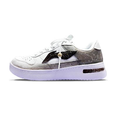 LiNing Pontoon Boats Anti-Slip Wear-Resistant Low-Top Skateboard Shoes Unisex White Gray