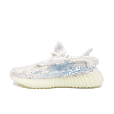 Adidas Originals Yeezy Boost 350 V2 Blue Mist Love Letter Abrasion Resistant Low Top Casual Shoes Unisex Blue
