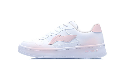 LiNing Pontoon Boats Slip Resistant Abrasion Resistant Low top Skateboard Shoes Women's White Pink