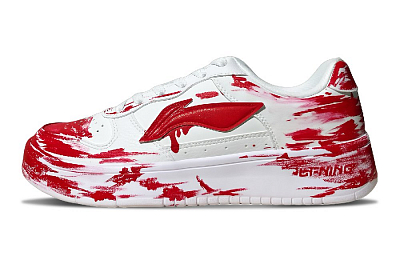 LiNing Pontoon Boats Anti Slip And Wear Resistant Height Increasing Low top Skateboard Shoes Unisex White Red