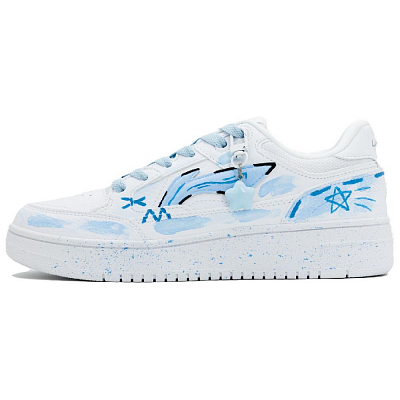 LiNing Tianji Anti Slip Wear Resistant Low Top Skateboard Shoes Unisex White Blue