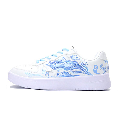 LiNing Pontoon Boats Breathable, Slip Resistant, And Abrasion Resistant Low top Skateboard Shoes Unisex Blue White