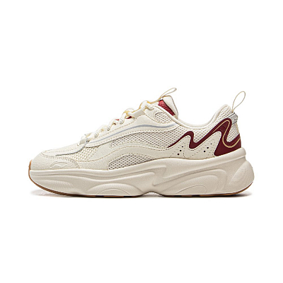 LiNing Lightweight Height Increasing Slip-Resistant Low-Top Casual Shoes Women's White Red
