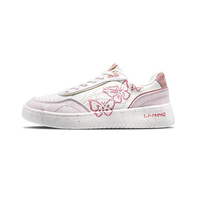 LiNing Su Slip Resistant, Abrasion Resistant, Breathable Low Top Skateboard Shoes Women's Pink White