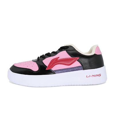 LINING Pontoon Boats Skateboard Shoes Women's Low-Top Black And Red Pink