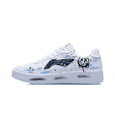 LiNing Pontoon Boats Wear resistant And Lightweight Low Top Skateboard Shoes Unisex Blue White