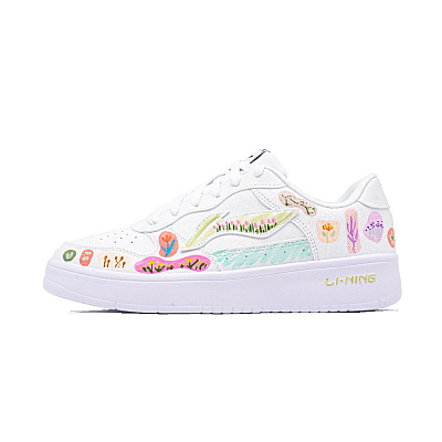 LiNing Pontoon Boats Cushioning, Wear Resistant Low Top Skateboard Shoes Unisex White