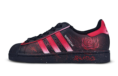 Adidas Originals SUPERSTAR Thorn Rose Low Top Skateboard Shoes Unisex Black Red