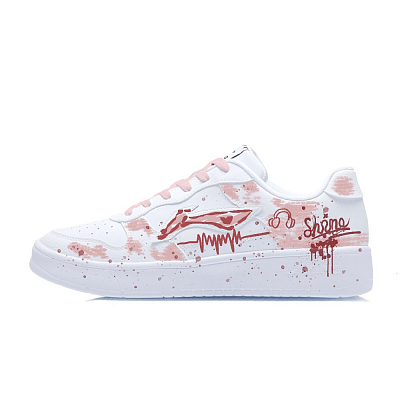 LiNing Pontoon Boats Slip Resistant, Abrasion Resistant, Lightweight Low top Skateboard Shoes Unisex White Pink