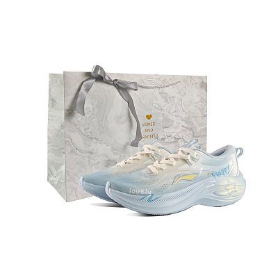 LiNing Ride Waves Shock Absorbers Slip Resistant Abrasion Resistant Low Top Casual Running Shoes Women's Light Blue