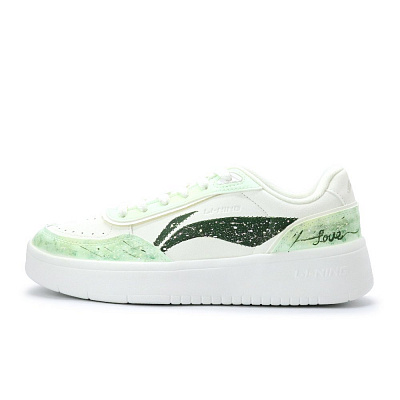 LiNing Su Abrasion Resistant, Lightweight, And Breathable Low Top Skateboard Shoes Women's White Green