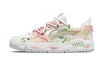LiNing Yuan Chu Slip Resistant, Abrasion Resistant, Breathable Low Top Skateboard Shoes Men's Pink Green