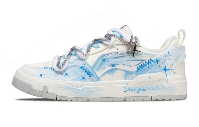LiNing Yuan Chu Cushioning, Wear Resistant Low Top Skateboard Shoes Men's Sky Blue