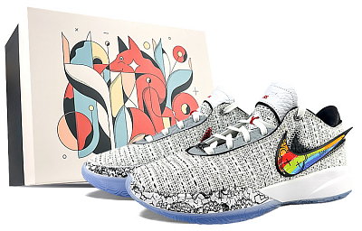 Nike LeBron 20 Shock Absorbers Slip Resistant Abrasion Resistant Low Top Basketball Shoes Men's Gray Red