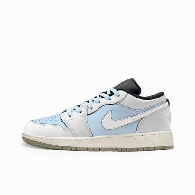 Jordan Air Jordan 1 Light Blue Phantom Abrasion Resistant Low Top Vintage Basketball Shoes Unisex Sky Blue