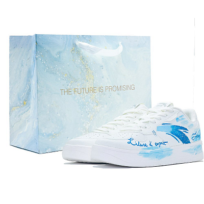 Anta Slip Resistant Shock Absorbers Low Top Skateboard Shoes Women's White Blue