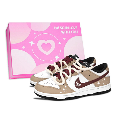 Nike Dunk Black White, Planet Alliance Abrasion Resistant Low Top Skateboard Shoes Unisex Brown White