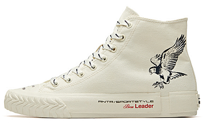 Anta Anti-Slip Wear-Resistant High-Top Canvas Shoes White Black