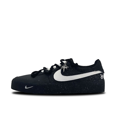 Nike Court Shot Shining Feather Abrasion Resistant Low Top Skateboard Shoes Men's Black White