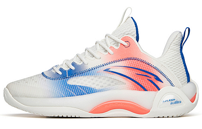 Anta Cement Bubble 2.0 Cushioned Slip-Resistant Low-Top Performance Basketball Shoes White Blue Red Hot Orange