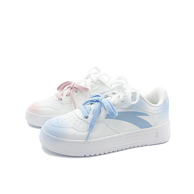 Anta Relaxed Anti Slip Wear Resistant Low Top Skateboard Shoes Unisex Pink Blue Mismatched