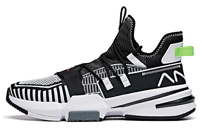 Anta Frivolous Series Cushioning Wear-Resistant Mid-Top Basketball Shoes Men's Black White