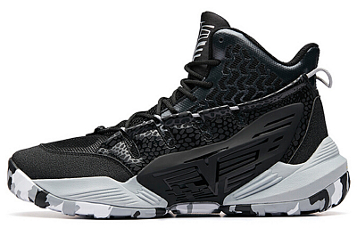 Anta Bastard Shock Absorbers Slip Resistant Abrasion Resistant High Top Vintage Basketball Shoes Men's Black Gray