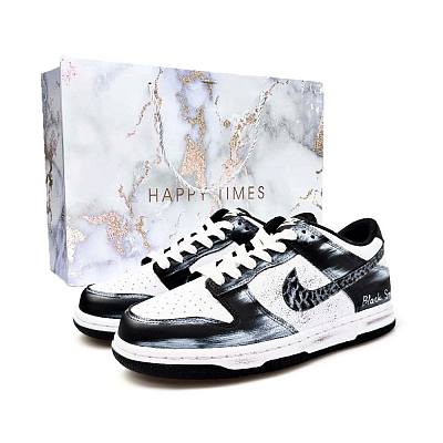 Nike Dunk Special Shopping Bag, Black Snake Mamba Abrasion Resistant Low Top Skateboard Shoes Unisex Black White