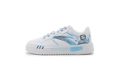 Anta Slip Resistant Cushioning Low Top Skateboard Shoes Unisex White Blue