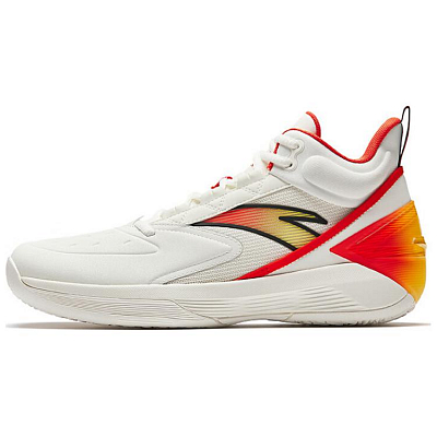 Anta Slip-Resistant Coverage Wear-Resistant High-Top Basketball Shoes Men's White Orange Red