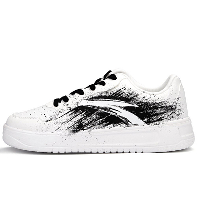 Anta Life Collection Slip-Resistant Cushioning Wear-Resistant Low-Top Skateboard Shoes Men's Black White