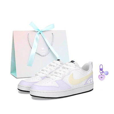 Nike Court Borough Grape Lime Lightweight And Wear resistant Low Top Skateboard Shoes Women's Mountain Grape Purple