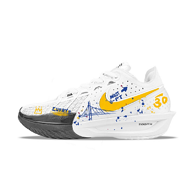 Nike Air Zoom G.T. Cut 3 EP BNK Curry Graffiti Low Top Basketball Shoes Men's White Yellow