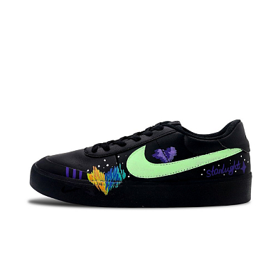 Nike Court Shot Iridescent Night Slippers Abrasion Resistant Low Top Skateboard Shoes Men's Black Green Purple