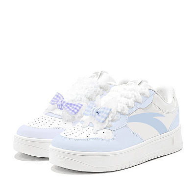 Anta Relaxed Anti Slip Wear Resistant Low Top Skateboard Shoes Unisex Blue Purple Mismatched
