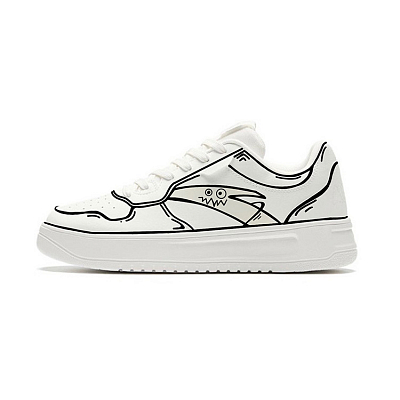 Anta Anti-Slip Wear-Resistant Low-Top Skateboard Shoes Unisex White Black