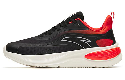 Anta Cushioned Slip-Resistant Abrasion-Resistant Low-Top Running Shoes Men's Black Red