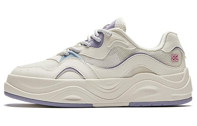 Anta Seaweed Cushioned Wear-Resistant Lightweight Height Increasing Low-Top Skateboard Shoes Women's White Purple