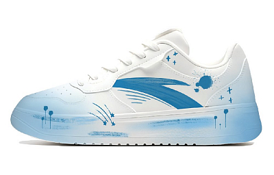 Anta Relaxed Slip Resistant Abrasion Resistant Shock Absorbers Low Top Skateboard Shoes Unisex Blue White