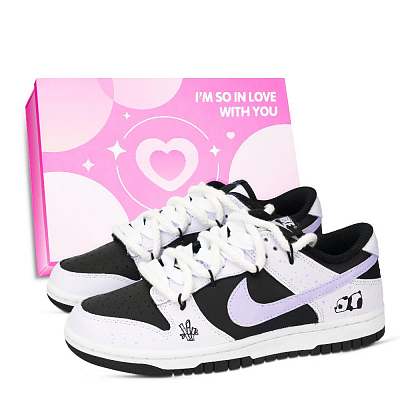 Nike Dunk Panda, Dai Tuan Che Chun Abrasion Resistant Low Top Skateboard Shoes Unisex Black White Purple
