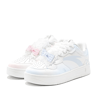 Anta Relaxed Anti Slip Wear Resistant Low Top Skateboard Shoes Unisex Blue Pink Mismatched