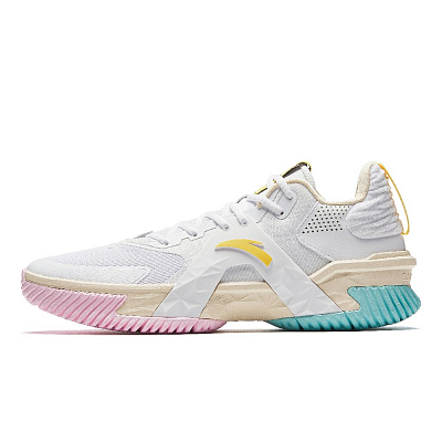 ANTA Space 5 Basketball Shoes Men's Low Top Pure White/Light Sugar Yellow