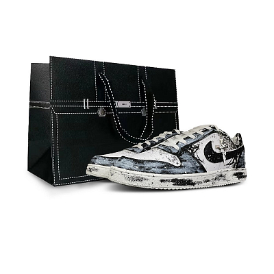 Nike EBERNON Abrasion Resistant Low Top Skateboard Shoes Men's Black White