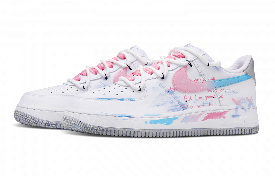 Nike Air Force 1 Midsummer Party Abrasion Resistant Low Top Skateboard Shoes Men's Pink Blue купить в интернет-магазине Yoocart с быстрой доставкой по России.