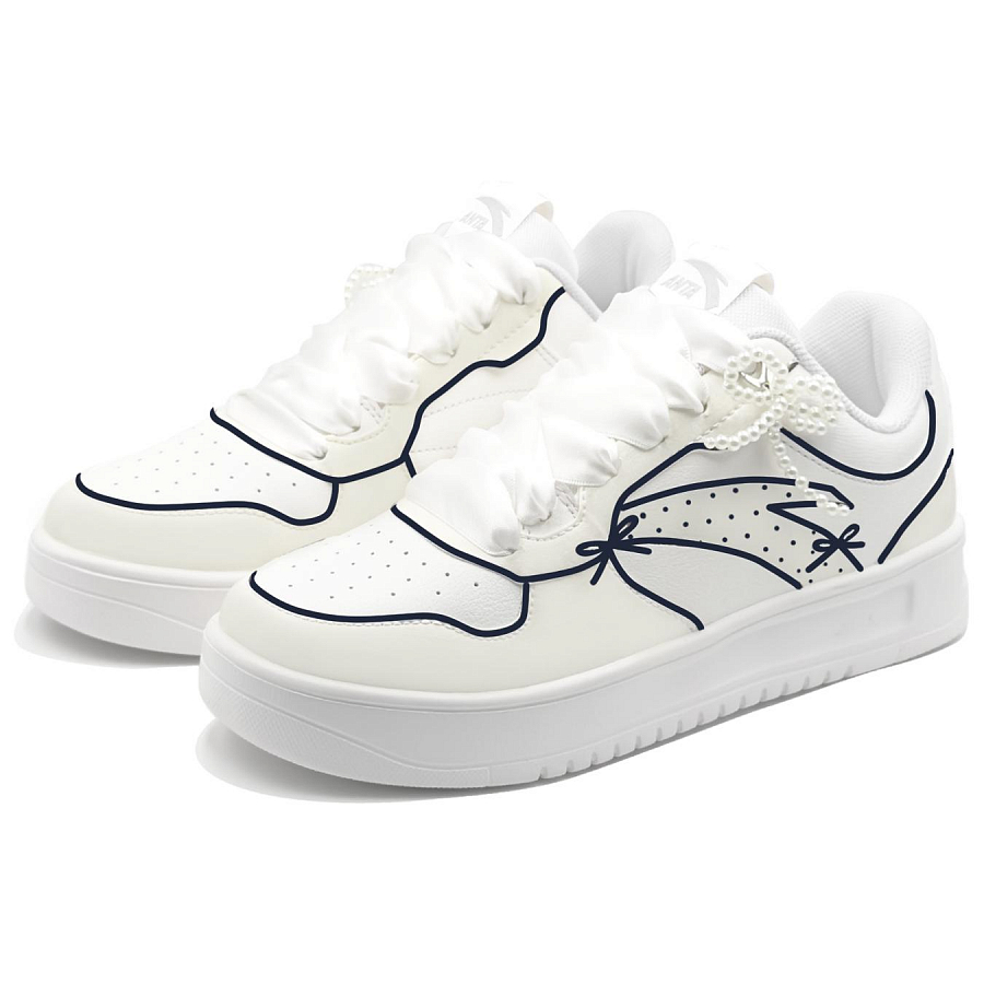 Anta Anti Slip And Wear Resistant Breathable Low Top Skateboard Shoes Women's White Black купить в интернет-магазине Yoocart с быстрой доставкой по России.